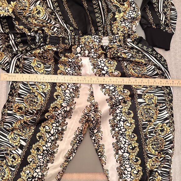 Ornate White, Gold & Black Floral Jumpsuit - Picture 9 of 9